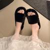 2025 autumn and winter one-word slippers home leisure plush slippers women's warm fluffy slippers women's new models