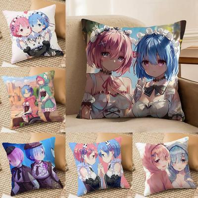 R-Re Zero Commencer la vie dans un autre monde Anime Taie d'oreiller Impression Taie d'oreiller Salon Canapé Housse de coussin Décor de chambre