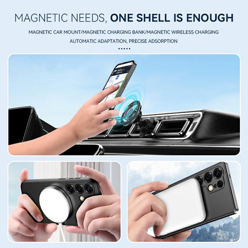 For Samsung Galaxy S25 Ultra Case Compatible with MagSafe Hidden Kickstand Skin-Feel Matte PC TPU Phone Back Cover