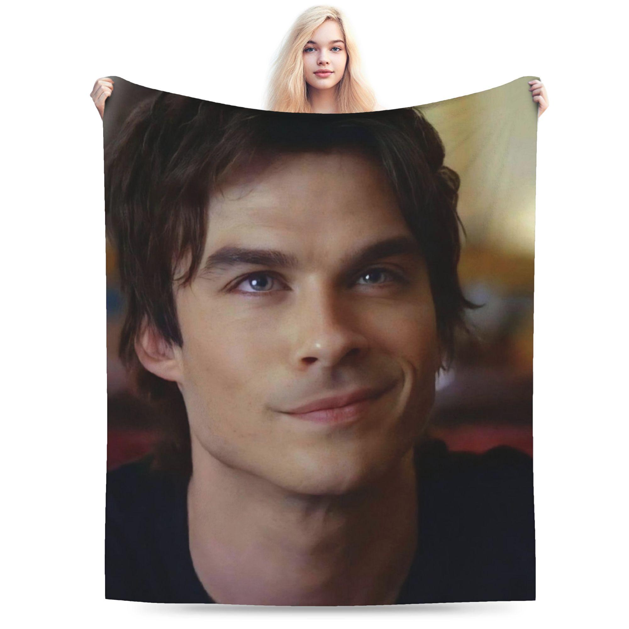 

Damon Salvatore Blanket Quality Warm Soft Throw Blanket Spring Child Outdoor Novelty Bedspread 75x90cm