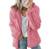 Warme Damen Sherpa Jacke mit Kapuze Fleece Mantel Freizeit Einfarbig Plüsch Reißverschluss Winddicht Herbst Winter Strickjacke
