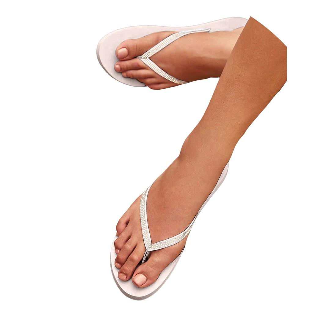 Flip Flop Damen Sommer Damen T-String Glänzend Strass Flache Hausschuhe Für Lässige Freizeitkleidung Strand Flip Flops Pantoufles Femme