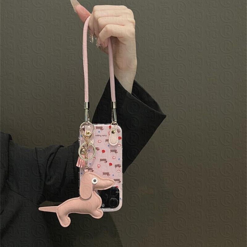 Pink Apple Dachshund Dog Applicable to Apple 16promax Mobile Case iPhone 15 13 14 New Model 11 12