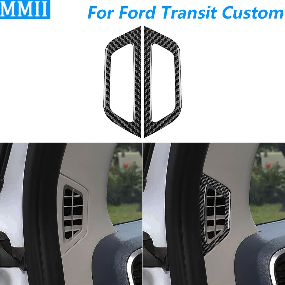 For Ford Transit Custom V363 2024 2025 Real Carbon Fiber Inner A-pillar Air Outlet Vent Panel Cover Trim Car Accessories Sticker