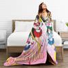 S-Sailor M-Moon Anime Kawaii Flannel Blanket Soft Warm Throw Blanket for Home Decor Airplane Travel Novelty Bedspread Sofa Bed