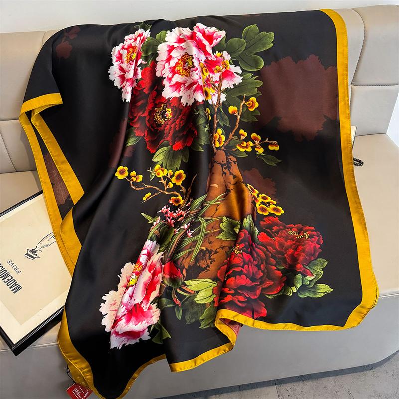 Women 180*80cm Cute Fashion Women's Soft Silk Missing Hijab Escarning Foulard Bandanna Silencers Beach Pareo