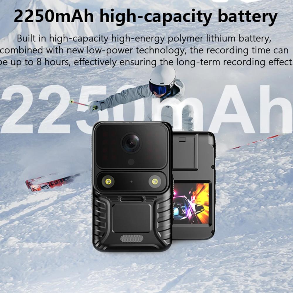 4K Wearable Body Camera, WiFi Action Camera, Night Vision, Waterproof, 2.0-inch IPS Touchscreen