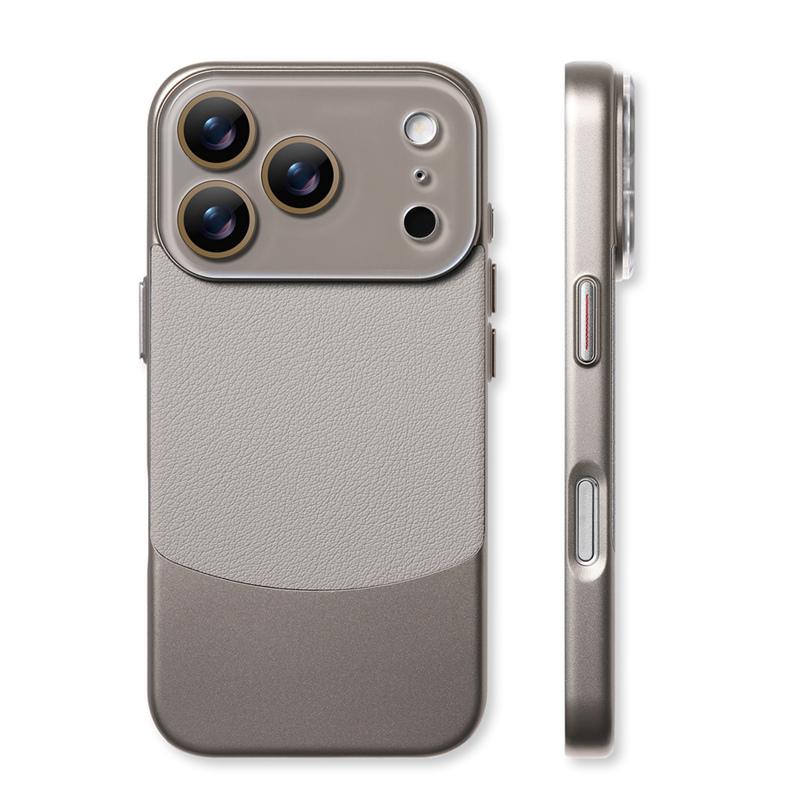 INS Electroplating Splicing PC+PU Leather Shockproof Case For iPhone 17Pro 16Pro 17 17Pro Max Camera Lens Protector Hard Cover