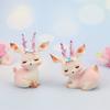 Kawaii Resin Pink Deer Ornament Cartoon Deer Birthday Cake Decor Baby Deer Doll Sculpture  Children
