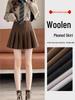 Autumn Winter Thickened Wool Pleated A-Line High Waist Plus Size Short Skirt for Petite Women