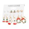 6 Pair Christmas Earrings Set for Girls Fashionable Lightweight Alloy Christmas Tree Earrings for