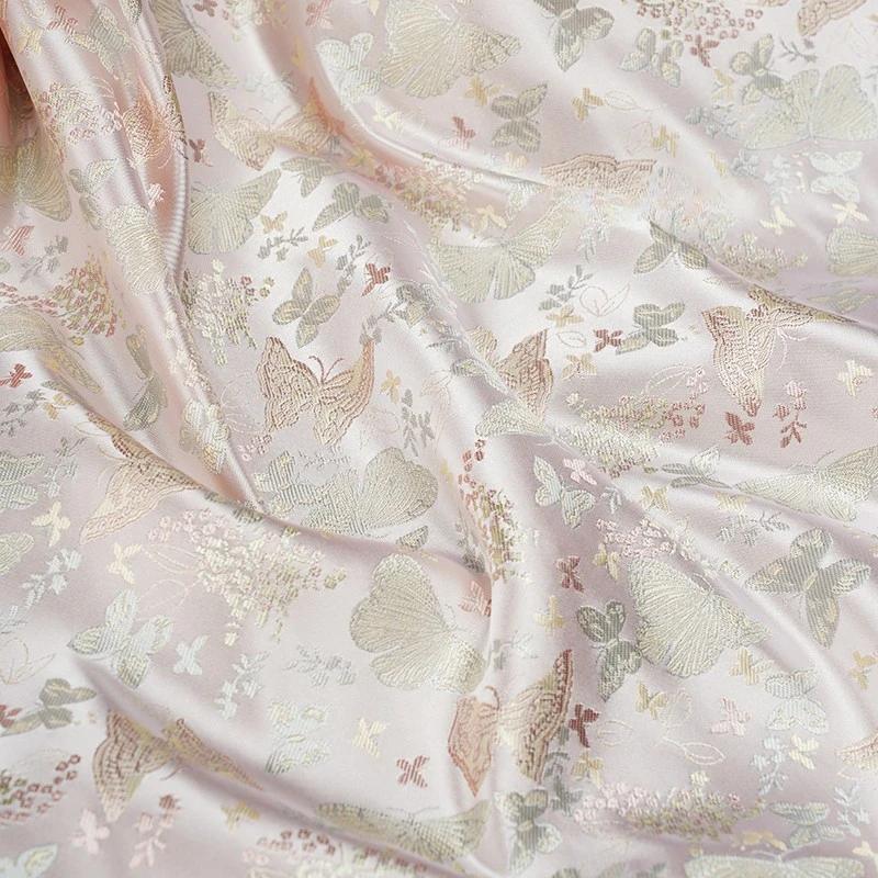 100x148cm Chinese Style Iris Brocade Jacquard Fabric Silky Luster Imitation Silk Clothing Fabric DIY Coat Vest