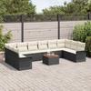 Garden Sofa Set 11 Pcs Black and Cream Poly Rattan