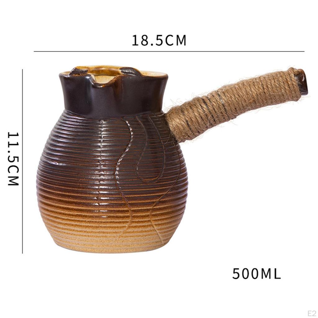 Ceramic Teapot Blooming and Loose Tea Kettle Maker with Rope Wrapped Handle for Boiling
