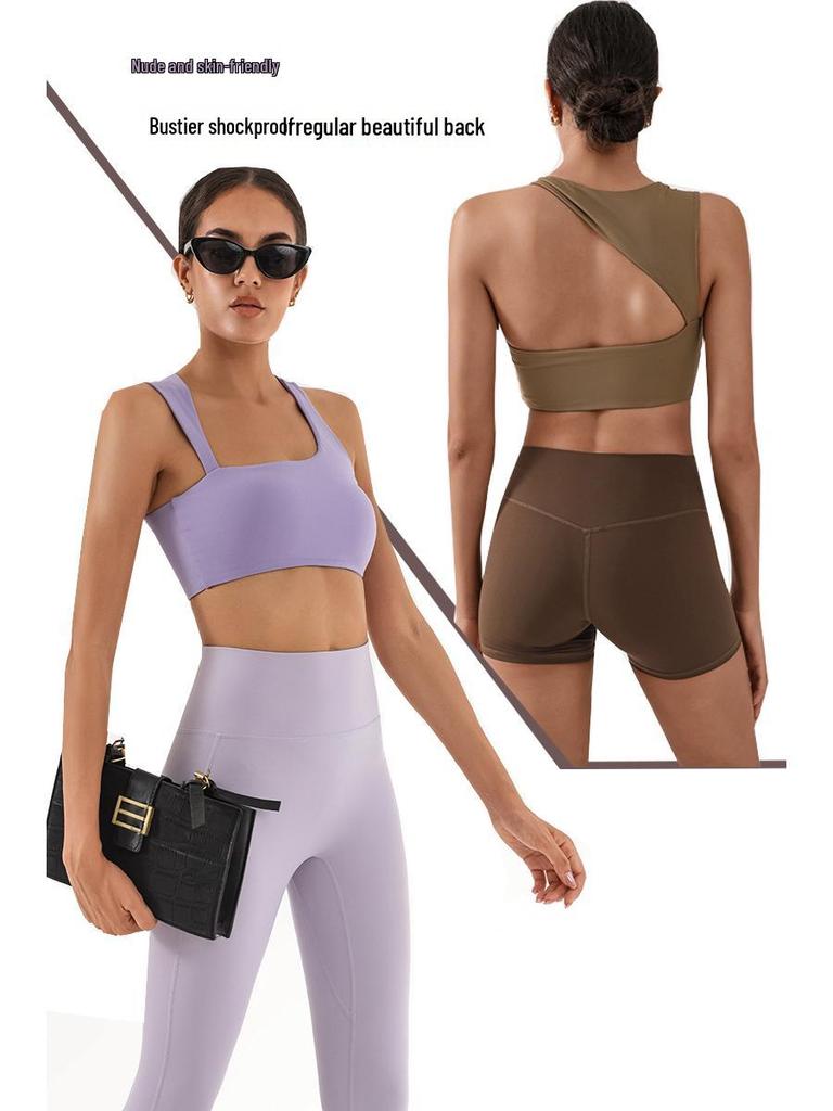 Damen Europäisch & Amerikanisch Grenzüberschreitend Yoga Laufen Sport Nackt Fühlen Westenstil Fitness Trainings Top BH