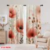 Flat Printing Party Window Curtains Coral Flowers Watercolor Floral Polyester Without Electricity Festive Wall Curtain Set Of 2 Made Washable
