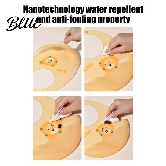 Adjustable Infant Eating Bibs Silicone Baby Bib with Food Catcher Pocket Waterproof Lightweight Neck Babies Feeding Bib Foldable for Toddler
