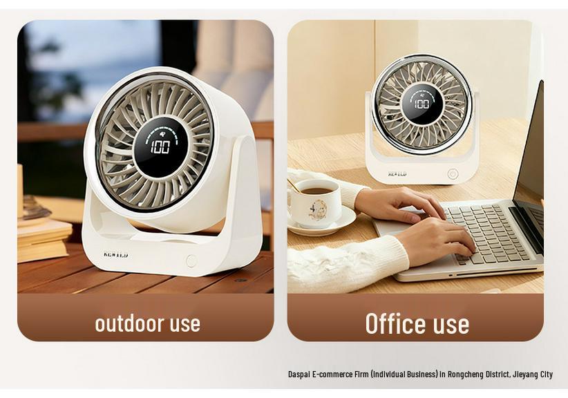 Compact USB Desktop Fan with Digital Display - Silent Mini Electric Fan for Office & Dorm Use