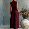 Women's Wide-leg Elegant Waist-cinching V-neck Jumpsuit