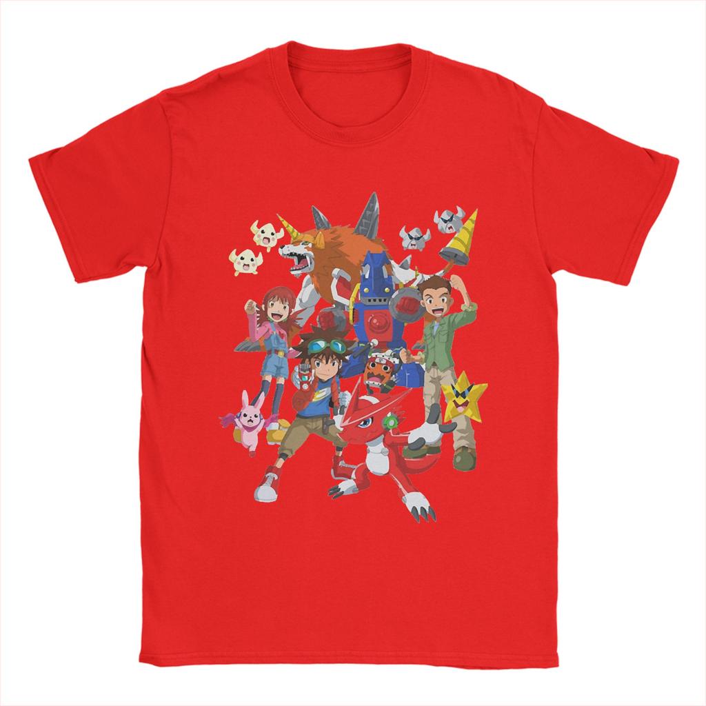 Digimon Anime T Shirt Men Women's 100% Cotton Funny T-Shirt Round Neck Agumon Monster Tees Short Sleeve Clothing Plus Size