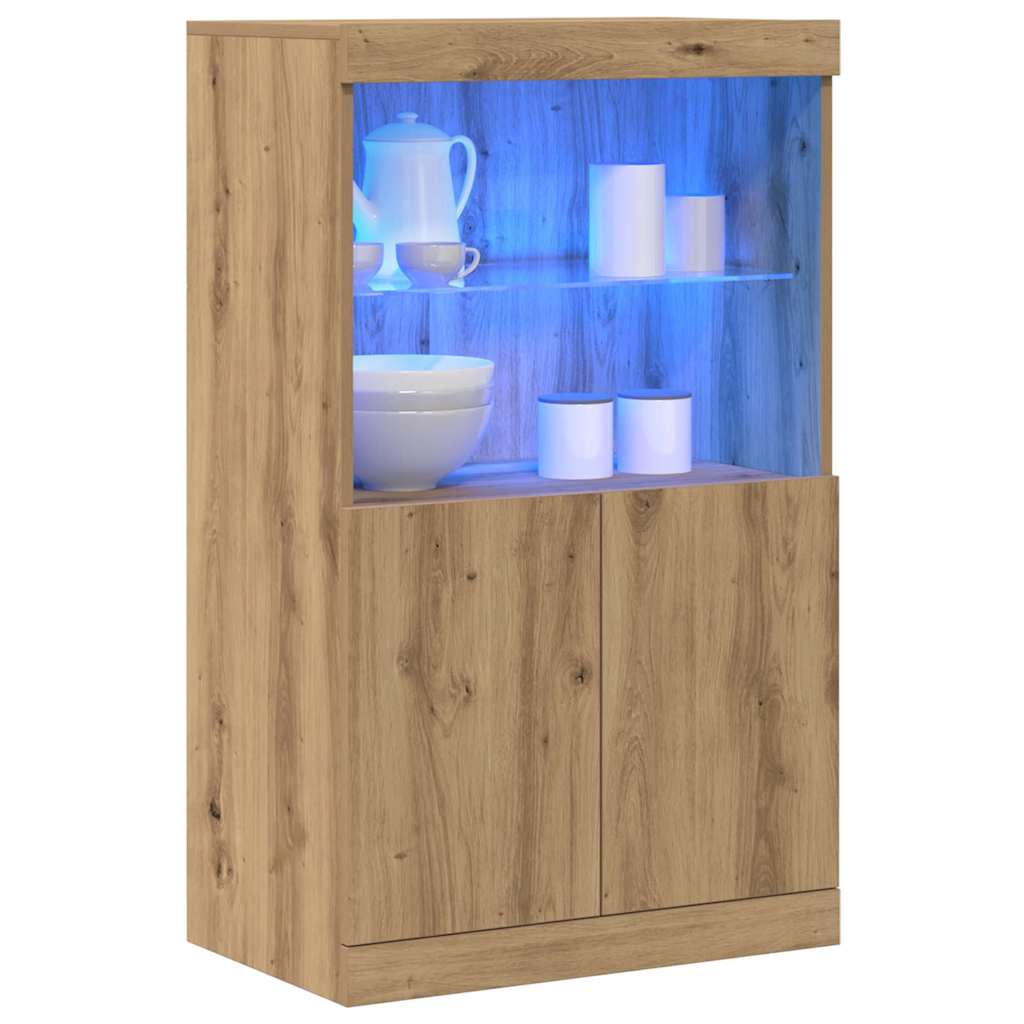 LED Sideboard In Brown 60 X 37 X 100 Cm Particleboard