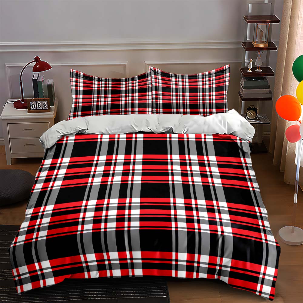 

Bold plaid design. Bedding Duvet cover sets Duvet covers Pillowcases gifts (1 * Duvet Cover 2 * Pillowcases, without duvet insert) 135x200cm