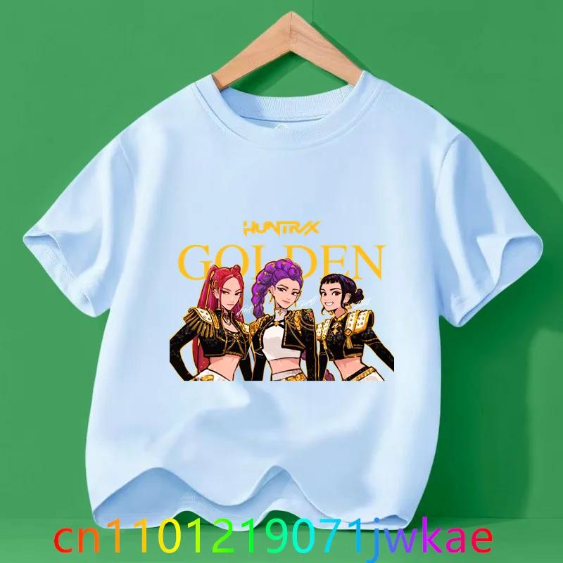 Hots Kinder T-Shirt KPop Dämonenjäger Film Rundhals Cartoon Mädchen Jungen T-Shirt Lässig Baby Print Mode Lässige Mädchenkleidung