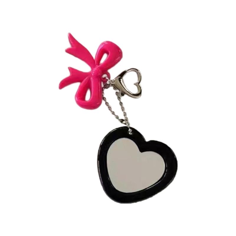 Elegant Bowknot Shaped Keychain Mirror Pendant Charm Plastic Alloy Decorative Hanging Accessory For Home Gift