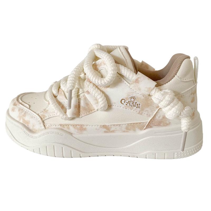 

B2210 латексна устілка/платформа нішеві кеди жіноче взуття 2025 весна нові білі туфлі з круглим носком взуття на хлібній підошві 40