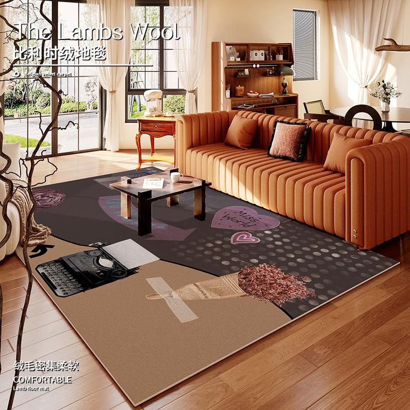 American Retro Carpets for Living Room Large Area Bedroom Decor Carpet Cartoon Abstract Lounge Rug Home Washable Soft Floor Mat