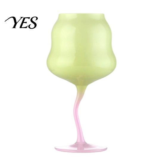 Bicchiere Tazza Calice Curvo con Base a Piede, Tazza Onda, Bicchieri Decorativi Creativi per Cocktail, Tazza con Base a Spirale Novità Strumento Calice da Bar per Vino Cocktail