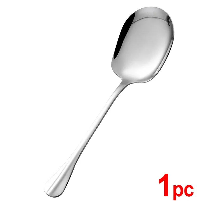 Large Stainless Steel Soup Spoon Long Handle Spoons Flatware Home Public Scoops Tablespoons Kitchen Tableware Cooking Utensils