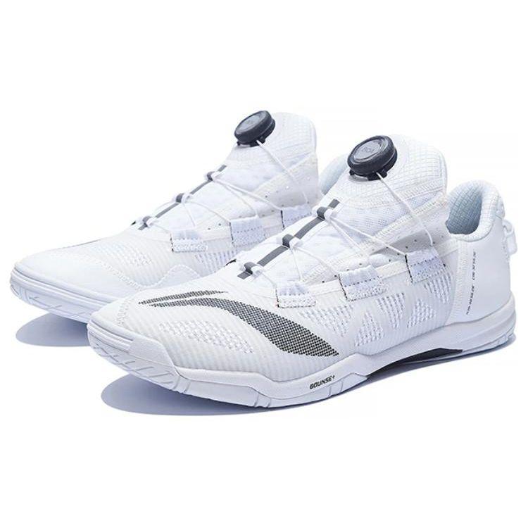 Li Ning Mage Shock Absorbing Non-Slip Wear-Resistant Low-Top Table Tennis Shoes Unisex Shoes White Black APPT003-2