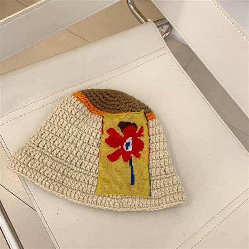 

Женская осенне-зимняя шапка с изображением лица, маленькая рыбацкая шапка, черная шерстяная шапка, корейская толстая вязаная панама One size