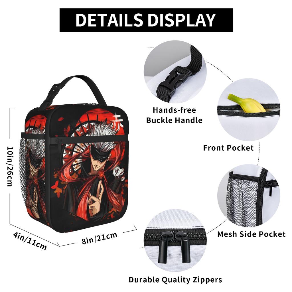 Borsa Termica per Pranzo Anime Portatile Jujutsu Kaisen Contenitore Pasti Anime Borsa Termica Borsa Tote per Pranzo Borse per Cibo