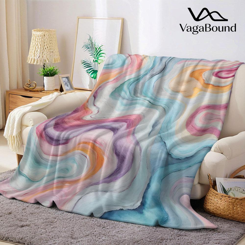 Soft Pastel Swirl Marble Flannel Blanket Warm Soft Halloween Christmas Decorative Couch Warm Cozy All-Season Gift