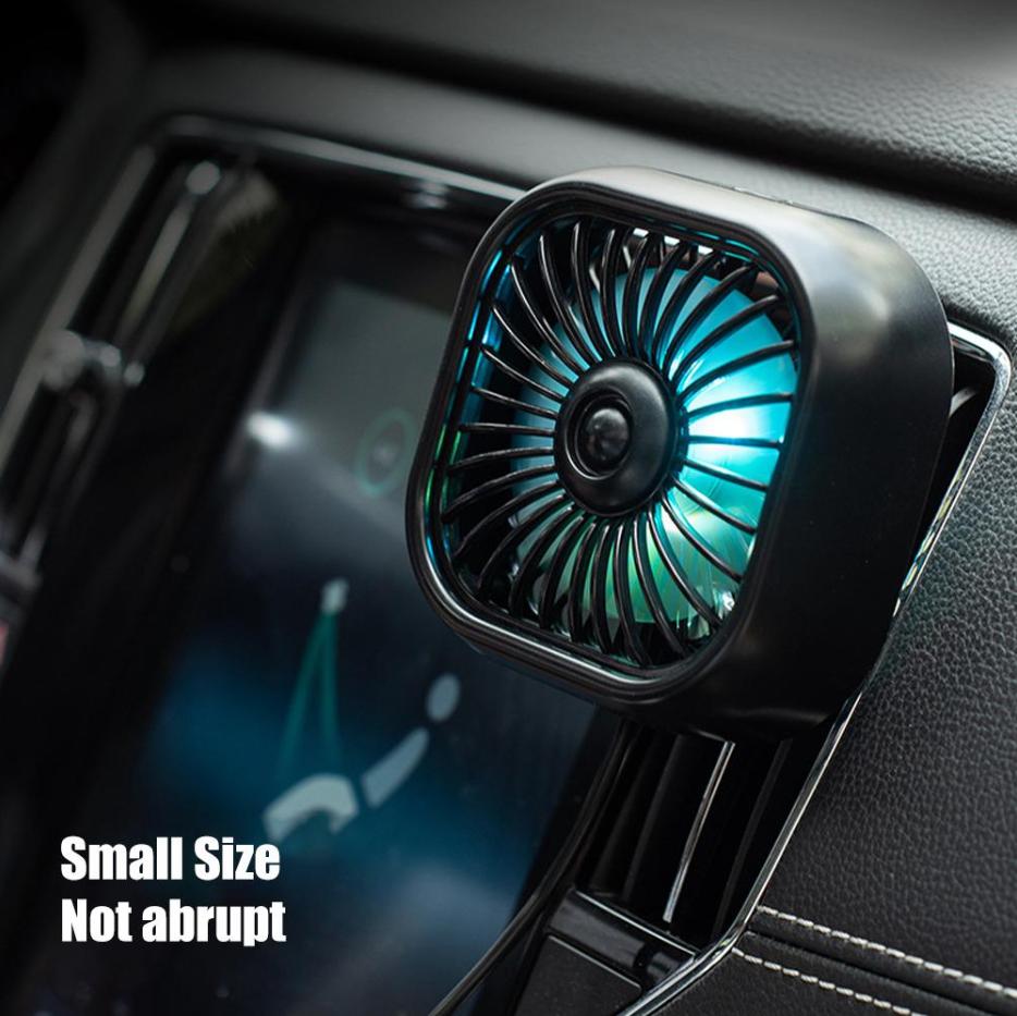 Car Fan  Air Outlet Mount USB Cooling Fan LED Color USB Charging Light 3 Speed Adjustment Auto Accessories Car Air Vent Fan Conditioner Ventilador