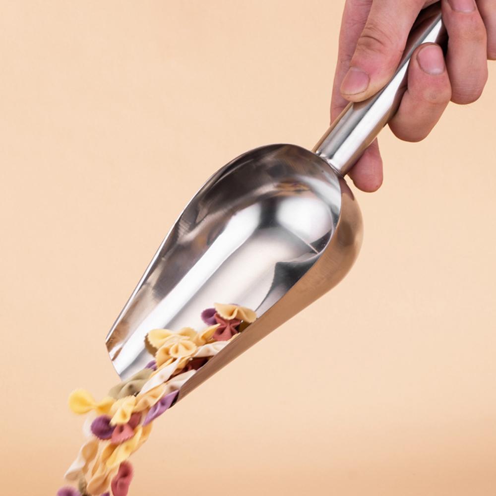 Ice Making Machine, Kitchen Ice Scoop Stainless Steel Silver Flat Bottomed Shovel, Versatile Shovel For Grains And Miscellaneous