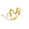Stainless Steel Wavy Geometric Opening Ring for Women,Gold Plated Charm Rings,Trendy Jewelry Mother's Day Gifts