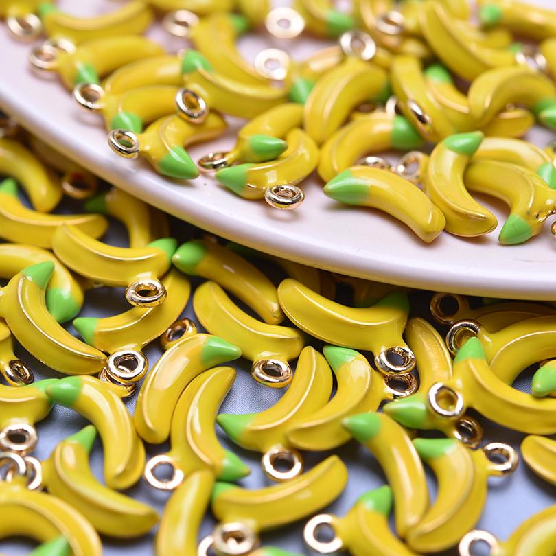 5pcs/Lot Cute Three-Dimensional Fruit Charm Enamel Cherry Mushroom Strawberry Pendants For Jewelry Making Supplies Banana Charms