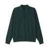 MUJI Men's Washable Wool High-Gauge Polo Shirt, Dark Green, Size L (AA0R9A4A)