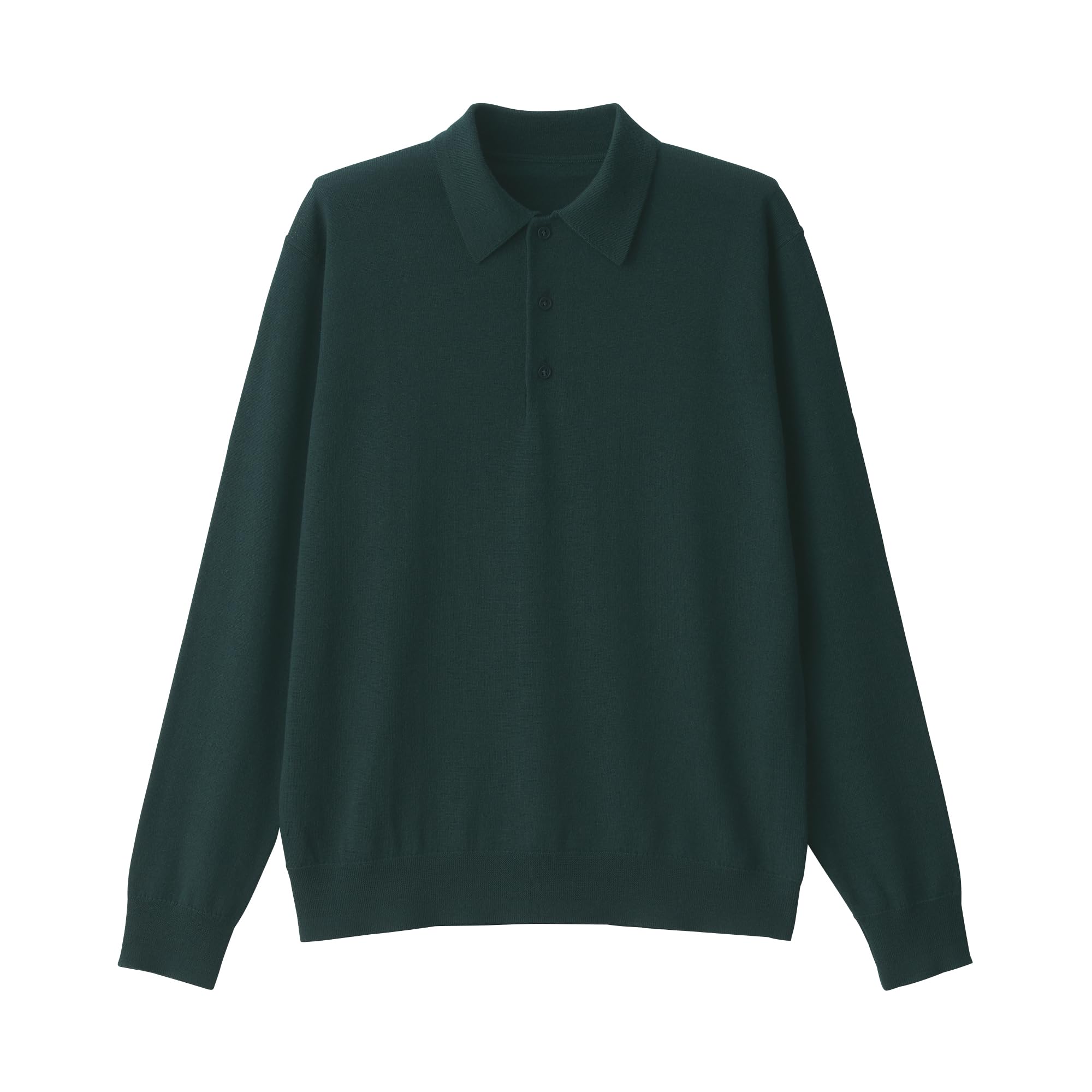 

MUJI Men s Washable Wool High-Gauge Polo Shirt, Dark Green, Size L (AA0R9A4A)