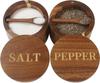 Bamboo Salt Cellar, 2 PCS Salt Container with Built-in Spoon, Salt Box Bowl with Magnetic Swivel Lid, Elegant Kitchen Salt Holder Saver Jar To Storage