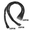 Black Flat 10Pin + 18Pin To 24Pin Modular Power Cable 18AWG for Computer Power Supply 60cm Length