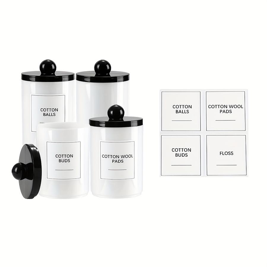 Qtip Holder Dispenser for Bathroom - 10 oz Clear Canister Apothecary Jar for Cotton Swabs, Balls, Pads, Floss Picks, Containers