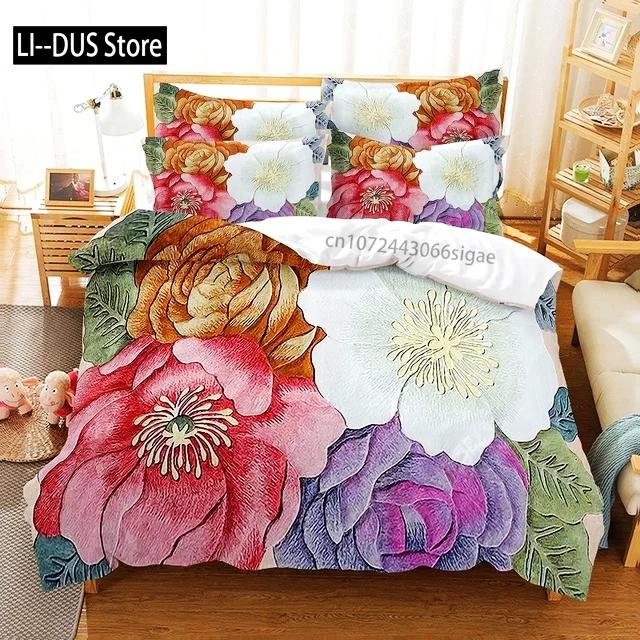 3d Flower Valentine's Day Wedding Bedding Set Luxurious Rose Heart Love Duvet Cover Queen Twin Size Pillowcase 3 Pcs Custom