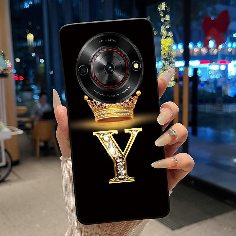 Shockproof Soft Phone Case For ZTE Blade A75 5G/ Nubia Focus 5G Bright Color and Attractive Crown Letter Pattern Casing