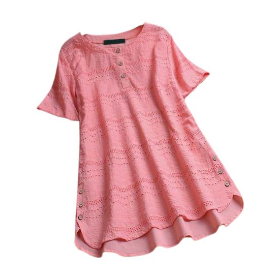 

Женская футболка с круглым вырезом и вышивкой, блузка для повседневного ношения XL розовый