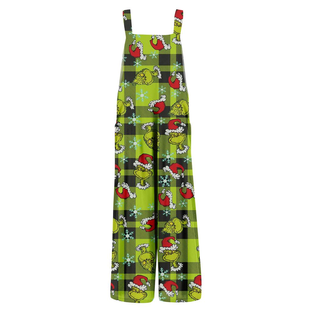 Dámský overal halloweenský potisk Ležérní volný vintage popruh přes rameno bavlněné prádlo