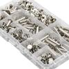 Nickel-Plated Locking Screw Set with Mother-and-Child Rivets & I-Shaped Binder Nails.